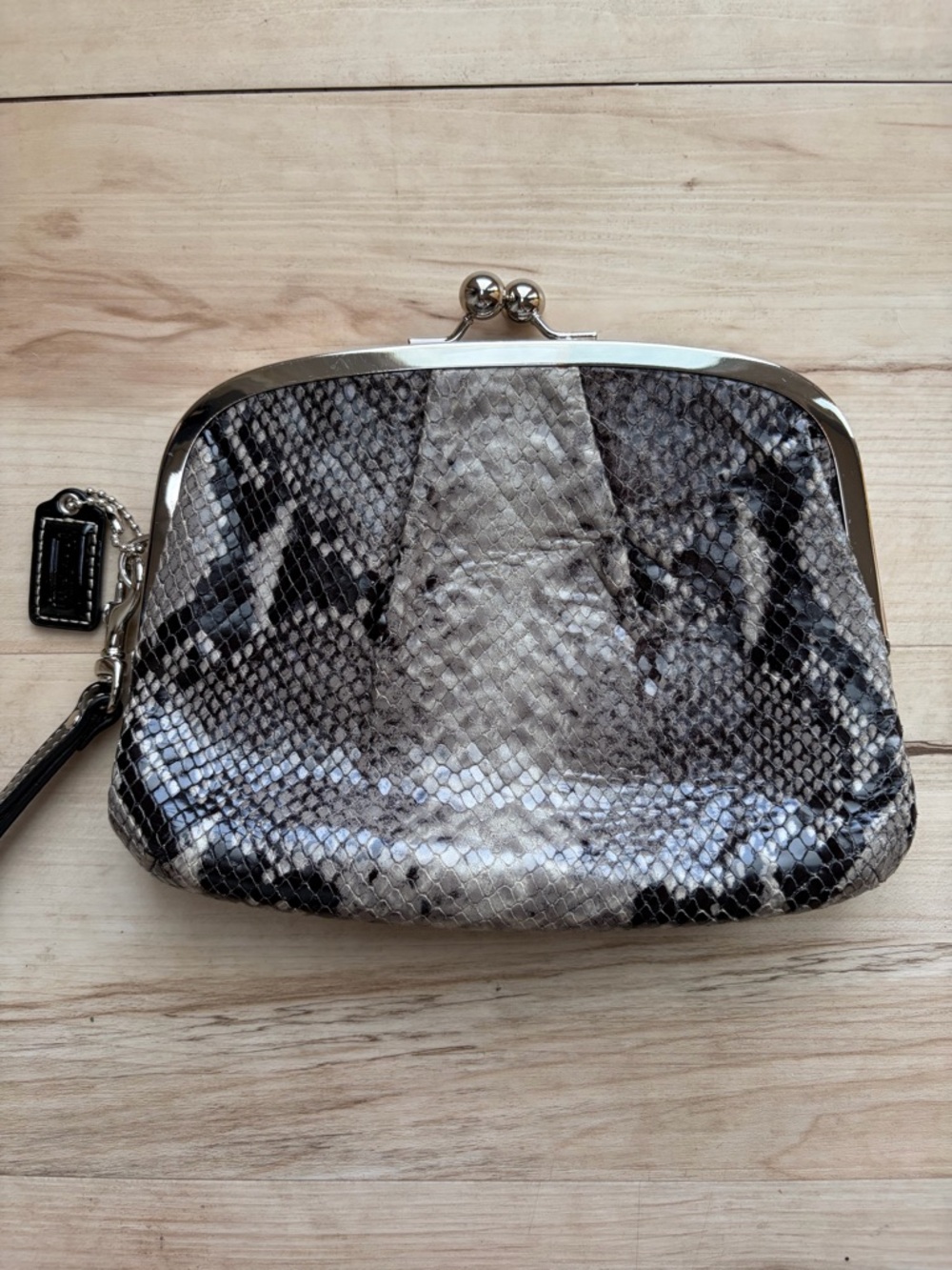 Coach Women’s Gray Snake-Effect Clutch Bag by - Picture 3 of 10